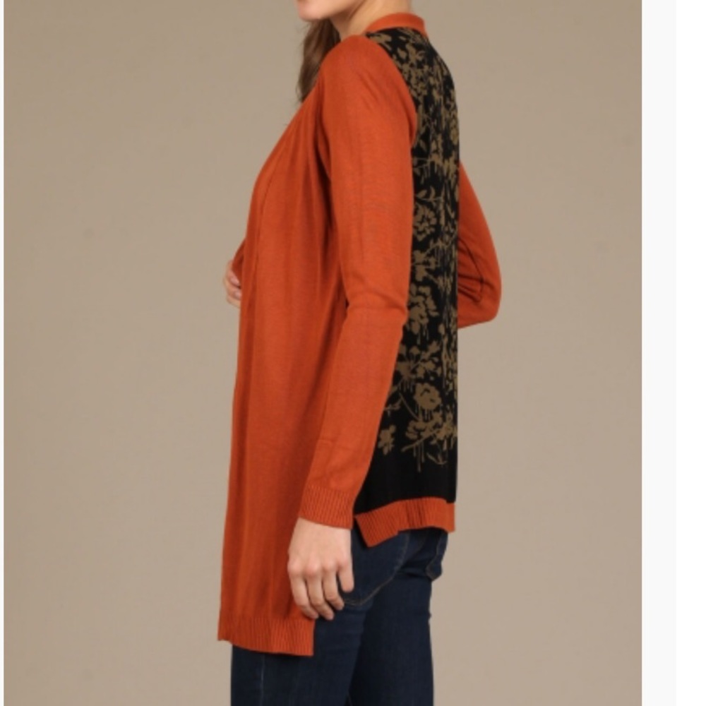 M Rena Long Sleeve Knit Floral Back Cardigan M - Picture 2 of 7